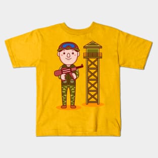 Cute Army Cartoon Kids T-Shirt